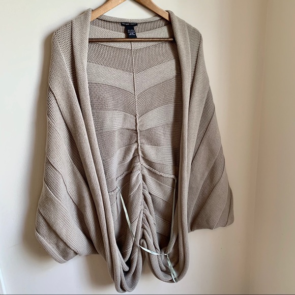 🆕 NY & CO Neutral Chunky Knit Cocoon Kimono Cardi - Picture 5 of 7